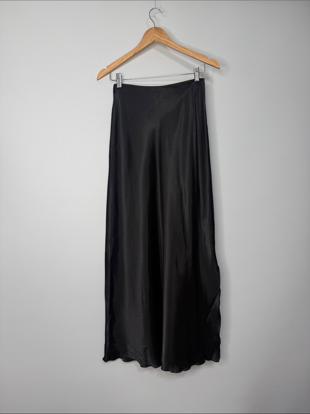 Nicole Miller New York Black Satin Maxi Skirt XS